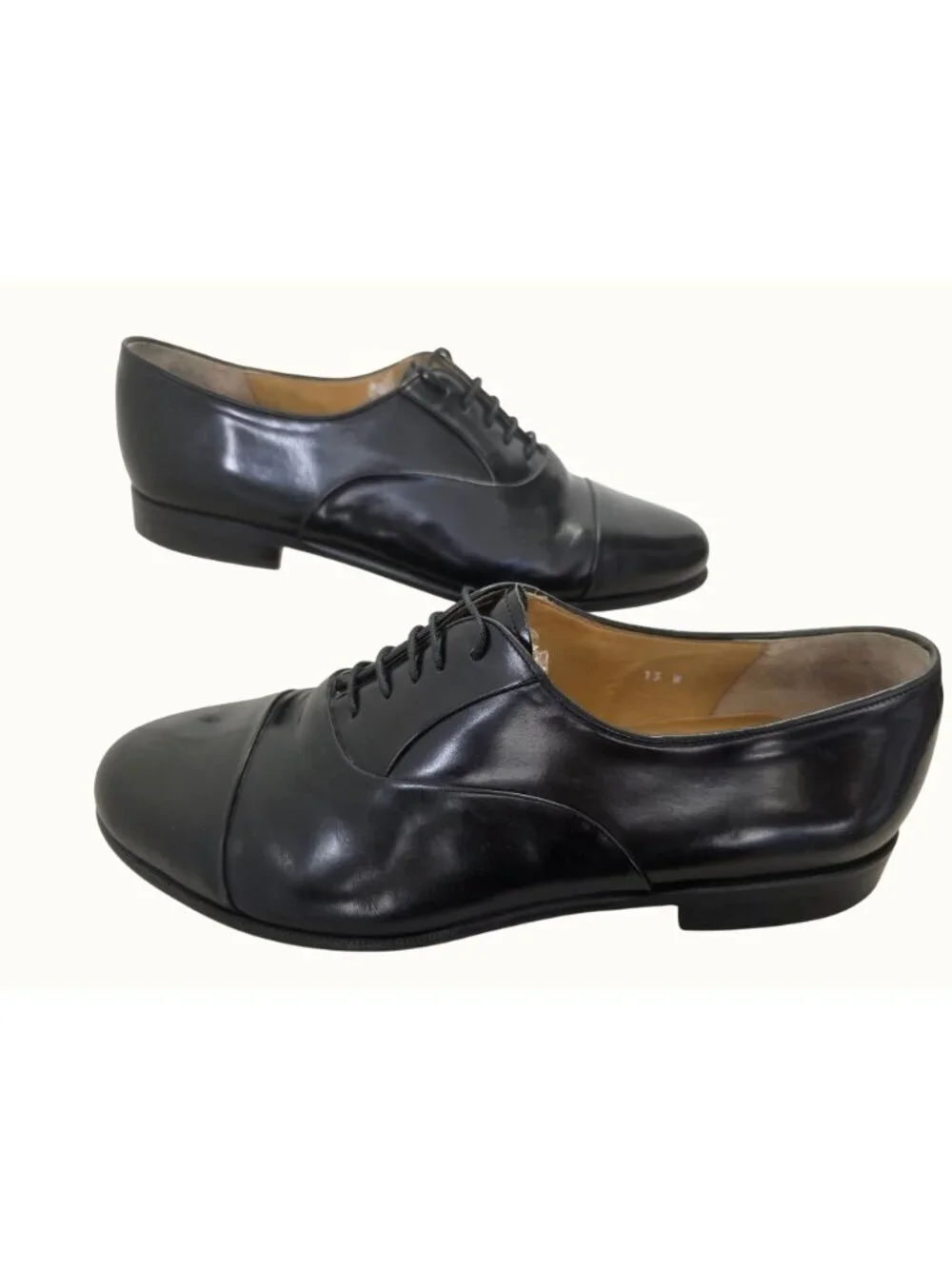 Nordstrom Mens Black Leather Oxford Shoes Size 13W Handmade in Italy Y2K